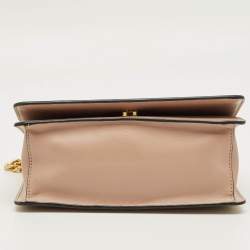 Pre Owned Prada Beige Saffiano Lux Leather Logo Flap Chain Bag