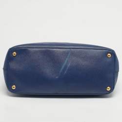 Pre Owned Prada Navy Blue Saffiano Lux Leather Large Double Zip Tote