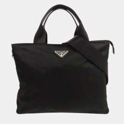 Pre Owned Prada Black Tessuto Satchel