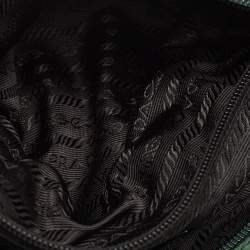 Pre Owned Prada Green Nylon Logo Triangle Zip Tote