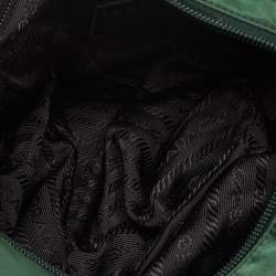 Pre Owned Prada Green Nylon Logo Triangle Zip Tote