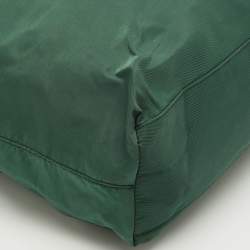 Pre Owned Prada Green Nylon Logo Triangle Zip Tote