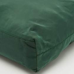 Pre Owned Prada Green Nylon Logo Triangle Zip Tote