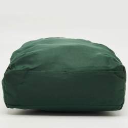 Pre Owned Prada Green Nylon Logo Triangle Zip Tote