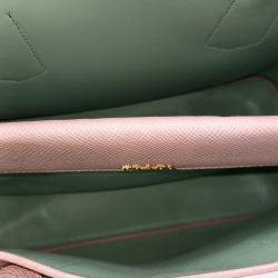 Pre Owned Prada Pink Leather Saffiano Double Tote and Shoulder Bag