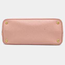 Pre Owned Prada Pink Leather Saffiano Double Tote and Shoulder Bag