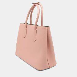 Pre Owned Prada Pink Leather Saffiano Double Tote and Shoulder Bag