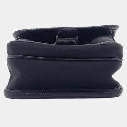 Pre Owned Prada Black Saffiano Leather Tessuto Crossbody Bag