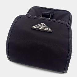 Pre Owned Prada Black Saffiano Leather Tessuto Crossbody Bag