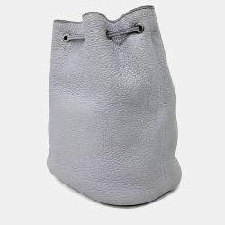 Pre Owned Prada Grey Leather Vitello Dino Bucket Bag