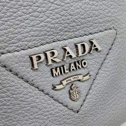 Pre Owned Prada Grey Leather Vitello Dino Bucket Bag