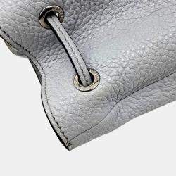 Pre Owned Prada Grey Leather Vitello Dino Bucket Bag