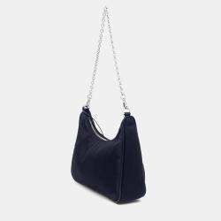 Pre Owned Prada Black Nylon Re-Nylon Tessuto Chain Strap Hobo Bag