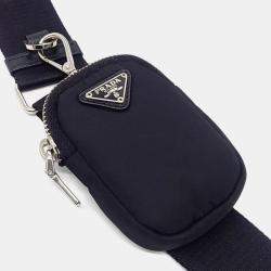 Pre Owned Prada Black Nylon Re-Nylon Tessuto Chain Strap Hobo Bag