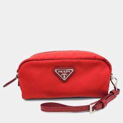 Pre Owned Prada Red Nylon fabric pouch