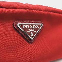 Pre Owned Prada Red Nylon fabric pouch