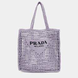 Pre Owned Prada Purple Raffia raffia shoulder bag