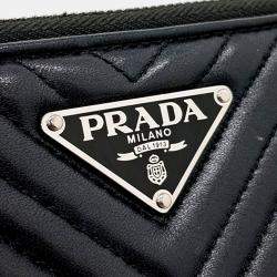 Pre Owned Prada Black Leather Napa Diagram Mini Chain Bag