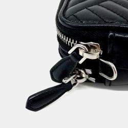 Pre Owned Prada Black Leather Napa Diagram Mini Chain Bag