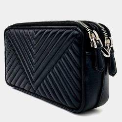 Pre Owned Prada Black Leather Napa Diagram Mini Chain Bag