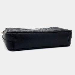Pre Owned Prada Black Leather Napa Diagram Mini Chain Bag