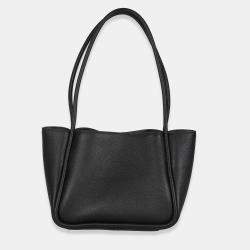 Pre Owned Prada Black Soft Grain Leather Mini Shopping Tote Bag