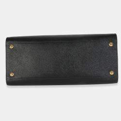 Pre Owned Prada Black Saffiano Soft Calfskin Medium Tote