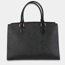 Pre Owned Prada Black Saffiano Soft Calfskin Medium Tote