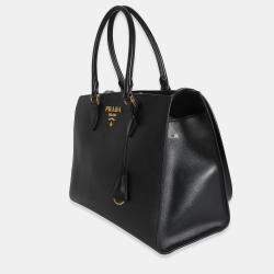 Pre Owned Prada Black Saffiano Soft Calfskin Medium Tote