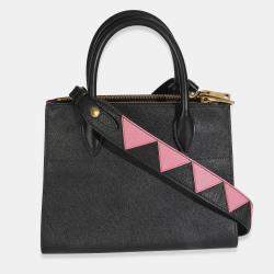 Pre Owned Prada Black Saffiano City Calfskin Greche Paradigme Bag