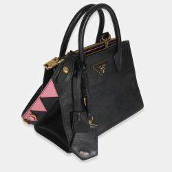 Pre Owned Prada Black Saffiano City Calfskin Greche Paradigme Bag