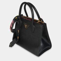 Pre Owned Prada Black Saffiano City Calfskin Greche Paradigme Bag