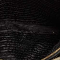 Pre Owned Prada Black Spazzolato Leather Medium Floral Double Zip Tote