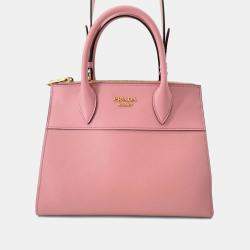 Pre Owned Prada Red City Calf Trimmed Saffiano Paradigme Bag