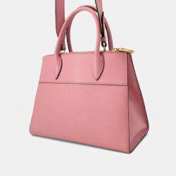 Pre Owned Prada Red City Calf Trimmed Saffiano Paradigme Bag