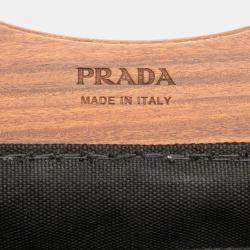 Pre Owned Prada Black Canvas Wood Handle Canapa Logo Satchel