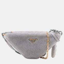 Pre Owned Prada Grey Mini Shearling Triangle Satchel