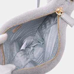 Pre Owned Prada Grey Mini Shearling Triangle Satchel