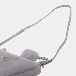 Pre Owned Prada Grey Mini Shearling Triangle Satchel
