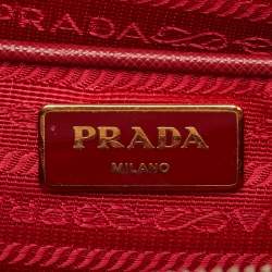 Pre Owned Prada Red Saffiano Lux Leather Medium Galleria Double Zip Tote