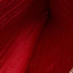 Pre Owned Prada Red Saffiano Lux Leather Medium Galleria Double Zip Tote