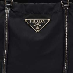 Pre Owned Prada Black Leather and Re-Nylon Tote