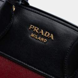 Pre Owned Prada Small Saffiano And City Calf Esplanade Satchel