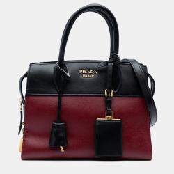 Pre Owned Prada Small Saffiano And City Calf Esplanade Satchel