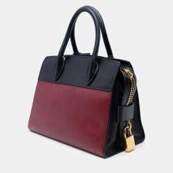 Pre Owned Prada Small Saffiano And City Calf Esplanade Satchel