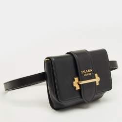 Pre Owned Prada Black Leather Cahier Belt Bag