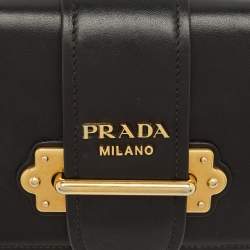 Pre Owned Prada Black Leather Cahier Belt Bag