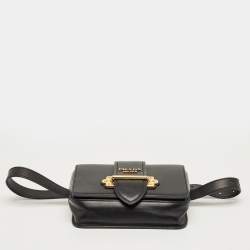 Pre Owned Prada Black Leather Cahier Belt Bag