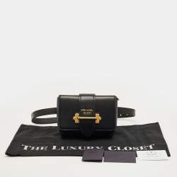 Pre Owned Prada Black Leather Cahier Belt Bag