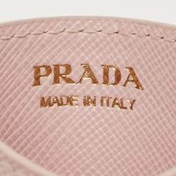 Pre Owned Prada Light Pink Saffiano Metal Leather Logo Card Holder